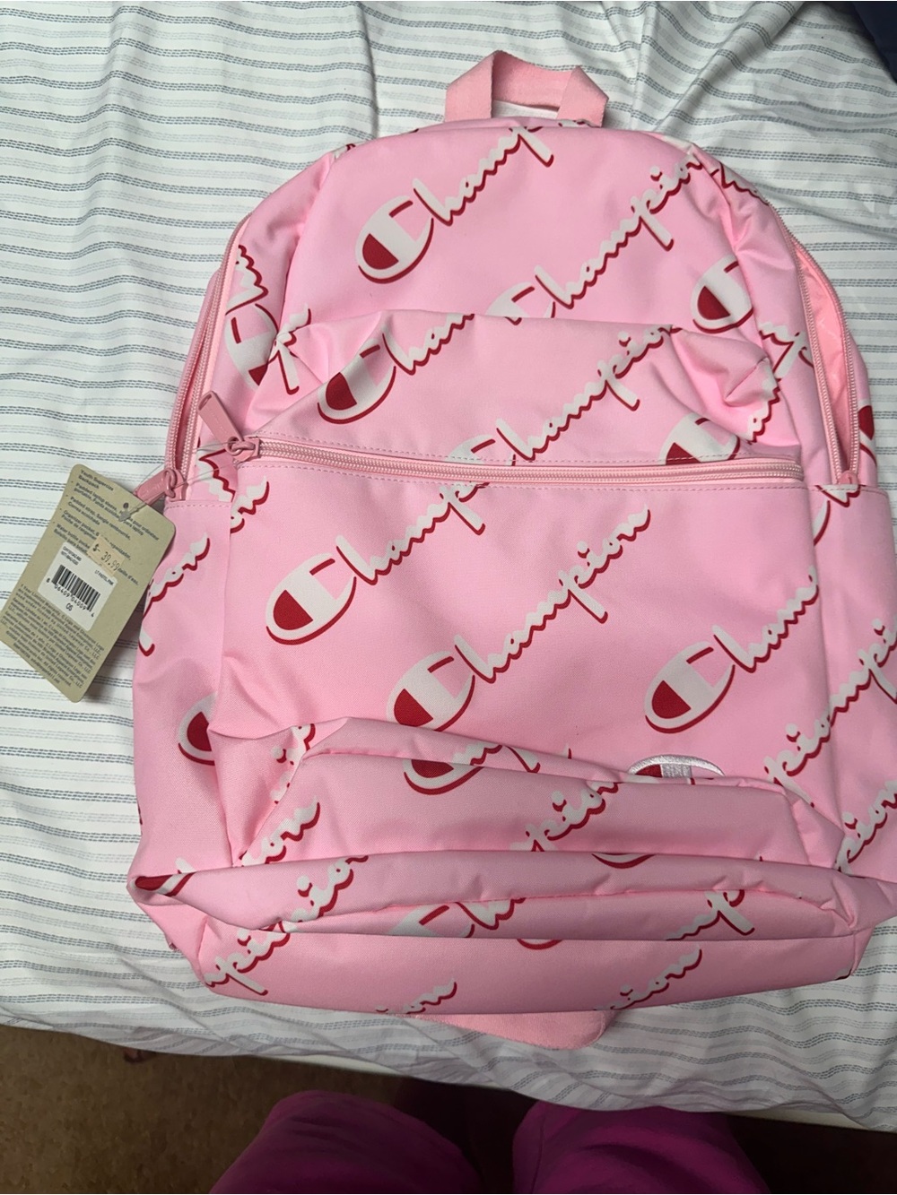 Champion Pink Logo-Print Backpack
